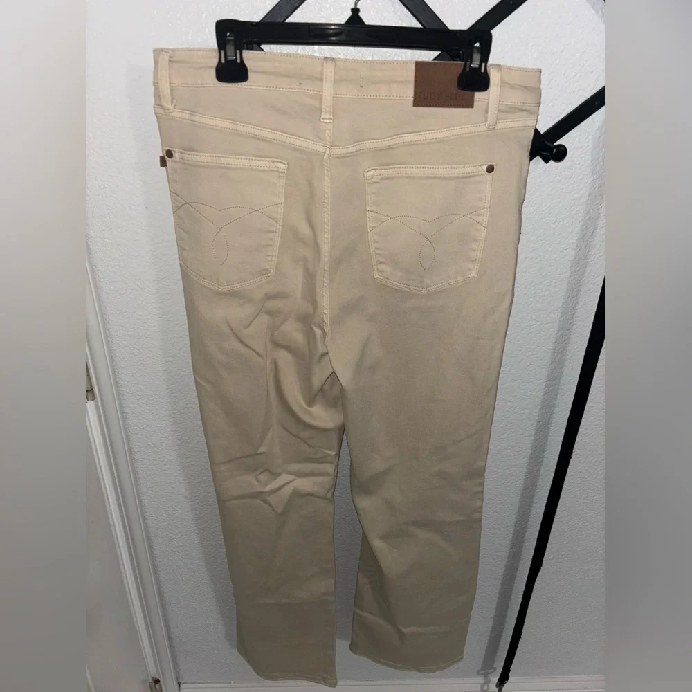 Judy Blue Beige Distressed High Rise Straight‎ Leg Jeans Womens Size 15 32 Curvy - Picture 4 of 4
